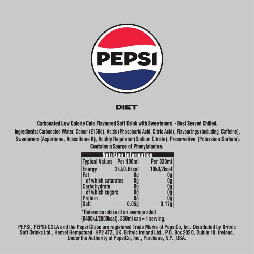 Pepsi Pepsi Diet Cola Cans 8 x 330 ml 1