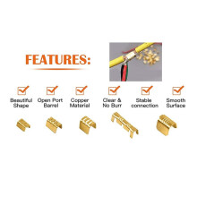 1000Pcs U Shape Copper Ring Terminals Crimp Kit Non-Insulated Assortment Cable Wire Spade Electric Butt Connector