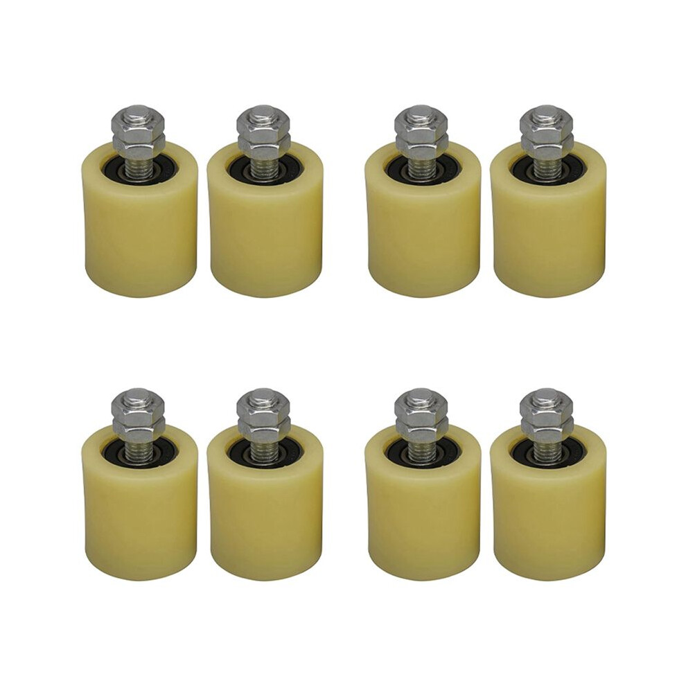 8Pcs 48X50mm Yellow Silver Nylon Steel Flat Roller Bearing Guiding Wheel 6201 M12 Screw For Electric Door Sliding Gate 4713631678918