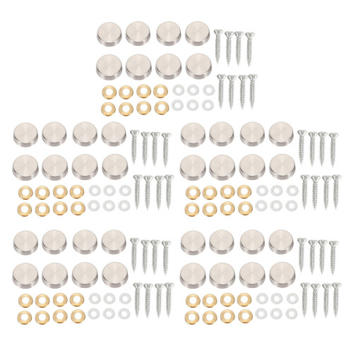 16 mm Stainless Steel Mirror Nails Screw Cap (40 Pieces)