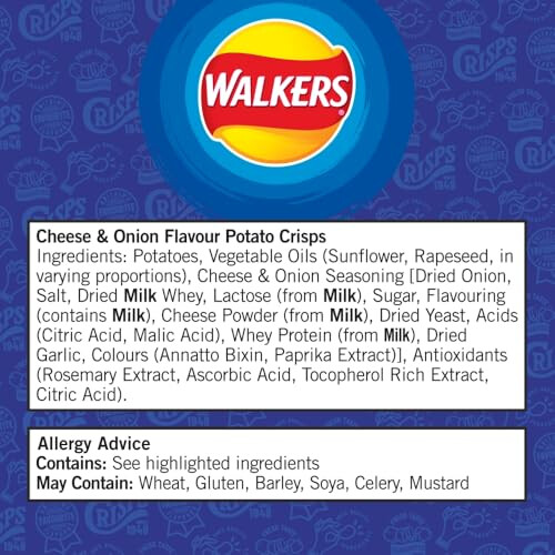 Walkers Walkers Cheese  Onion Multipack Crisps 12x25g 2