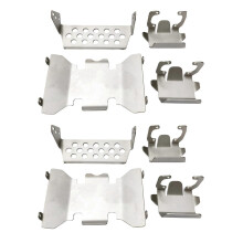 2X Stainless Steel Front Bumper Lower + Axle + Mount Protection Skid Plate Set compatible AXIAL SCX10 II 90