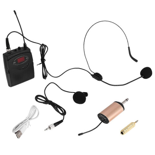 Set di microfoni wireless con microfono lavalier e ricevitore UHF compatibile con 2