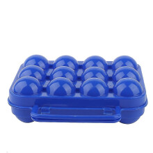 Double Side Plastic Egg Tray Storage Box Case Holder Container with Handle for 12 Eggs(blue)