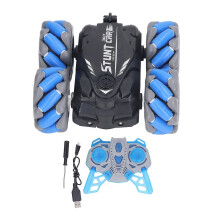 RC Stunt Car 4WD Rotating Flipping Rechargeable 2.4G Remote Control Drift Car for Children Blue