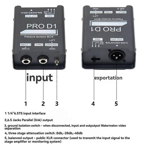 New PRO D1 Audio Isolator, Audio Current Eliminator, XLR 6.5 Isolator, Mixer Microphone Common Ground Filter 2