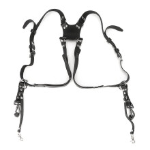 Leather Double Shoulder Strap for DSLR Camera, Photography Accessory, Black