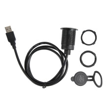 USB 2.0 hane till USB 2.0 hona-kabel, vattentät, plug and play, infälld montering på instrumentbräda