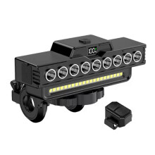 Faro anteriore per bicicletta a 9 LED ricaricabile, luce di segnalazione per mountain bike, clacson