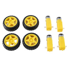 4 stuks compatibele, met Arduino Smart Car Robot, kunststof banden met DC 3-6V tandwielmotor