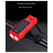 Faro anteriore per clacson da bicicletta 400LM con doppia ricarica solare/USB, impermeabile, compatibile
