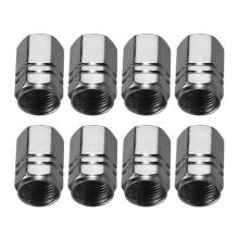 64pcs Tire Stem Valve Caps Wheel Valve Covers Car Dustproof Tire Cap, Hexagon Shape Titanium Gray
