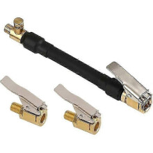 Autobandventieladapter, bandenpompslang met 2 messing opblaasmondstukken, compatibel met luchtcompressoren.