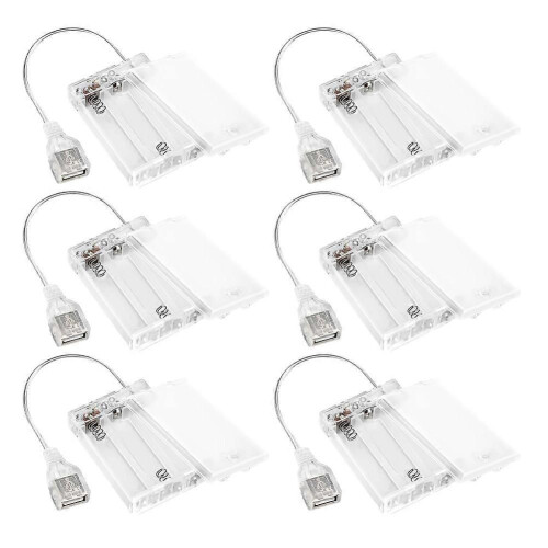6 τεμάχια μπαταρία USB για φώτα LED, φορητή μπαταρία 5V με κά
