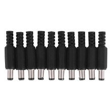 10 szt. 5,5 x 2,1 mm męskich lutowanych złączy wtykowych DC Jack prostych w kolorze czarnym