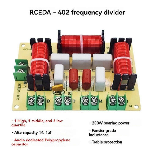 Ηχείο Crossover 4 Δρόμων 200W Crossover Διπλό Μπάσο + Μεσαίες + Πρίμα Δια 2