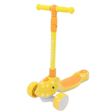 Children Kick Scooter Cartoon Height Adjustable Foldable Scooter with LED Wheels for 2‑10 Years Old Yellow