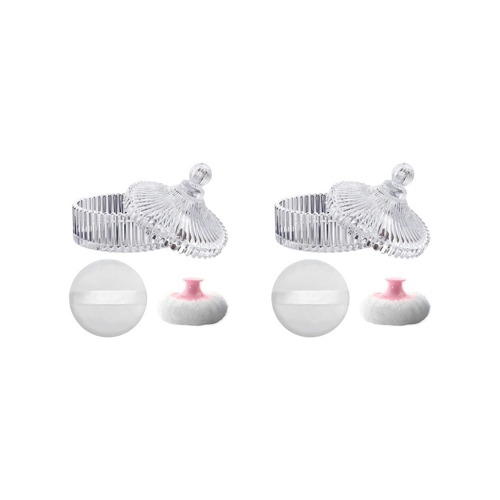 2X Body Powder Puff And Container Set Dusting Powder Puff For Women Baby And Loose Powder Containers Istovo