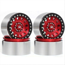4pcs 1.55" Metal Beadlock Wheel 5-Spoke Wheel Rim for RC 1/10 D90 CC01 LC70 MST Red