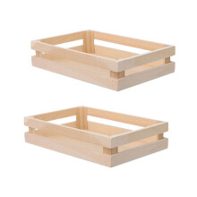 2Pièces Plateau Bois À Poignées Beige Pour Jeux Rangement Enfants