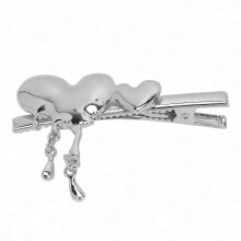 Silver Heart Hair Pin, Decorative Barrette with Heart Design