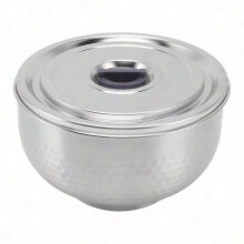 Double Layer Thermal Insulated Stainless Steel Bowl with Cover - Flatware Set for Hot and Cold Food Storage