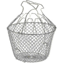 Cesta centrifugadora de ensalada plegable de acero inoxidable con refuerzos - 22,5 cm, fácil de guardar
