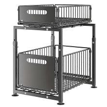 Kitchen Shelves Slide-Out Storage Rack,Cabinet Pull-Out Storage Basket,Punch-Free Storage Rack with Suction Cups,Spice