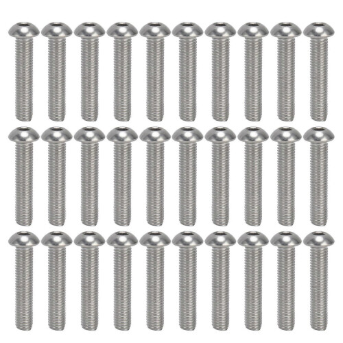 30Pcs Hex Socket Button Head Screw A2 Stainless Steel M10x1.5 Coarse Thread Set KitM10x50