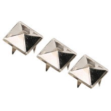 100pcs Square Pyramid Punk Rivets 4 Claw Metal Studs for Bracelets Clothing Shoes HandbagSilver 15mm