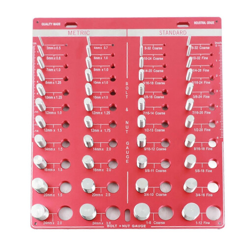 Nut, Bolt, Inch, Metric, 44 Gauge Thread Checker, Identifier, Standard Ruler