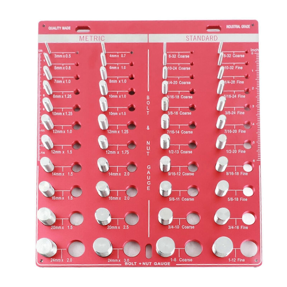 Nut, Bolt, Inch, Metric, 44 Gauge Thread Checker, Identifier, Standard Ruler 9152359625159