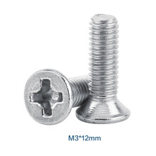 100pcs SS304 Flat Head Countersunk Screws Machine Repair Accessory M3 x 12