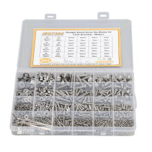 Set di 884 pezzi per dadi, rondelle e chiavi a bussola esagonali a testa semitonda M2, M3, M4, M5, compatibile