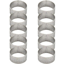 10 pezzi 4,5 cm Anelli per crostate in acciaio inossidabile compatibili con la cottura, anelli per quiche