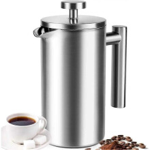FrenchPress 34 Oz, täysruostumattomasta teräksestä valmistettu FrenchPress-kahvinkeitin 4 kupille, päivitetty