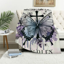 Butterfly Bible Verse Blanket Purple Floral 50x60 in