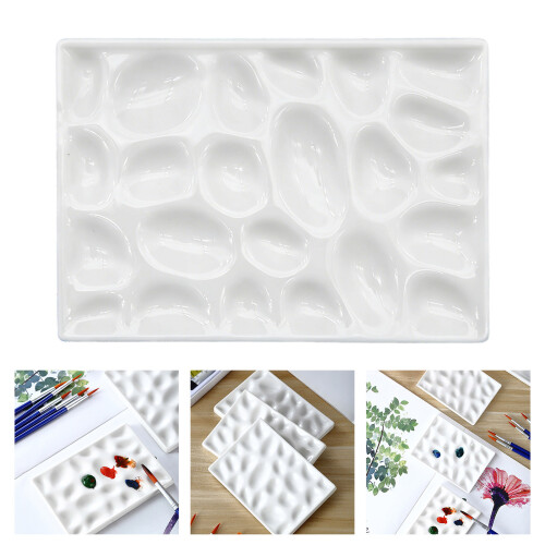 Multiple Compartment Ceramic Palette For Watercolor Acrylic 1