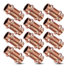 Copper Press Fittings,1/2inch Copper Coupling with Stop 1/2-Inch PxP Zero Lead,Outer Diameter 5/8inch 10pcs