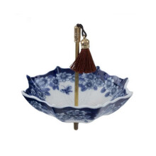 Blau-weißes Schirm-Teesieb aus Keramik, Teefilter, Zubehör für die Teezeremonie, Tischdekoration