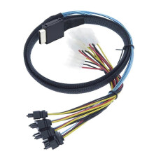 0,5M OCuLink PCIe PCI-Express SFF-8611 4i till till (4) 29-pins SFF-8482-kontakter med 15-pins SAS-strömförsörjning