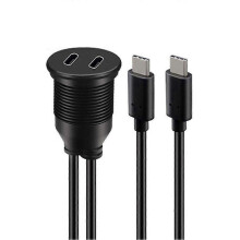USB Typ C Förlängningskabel 1M Hane till Hona Dubbelport Vattentät Bilmonteringskabel För Bilmontering