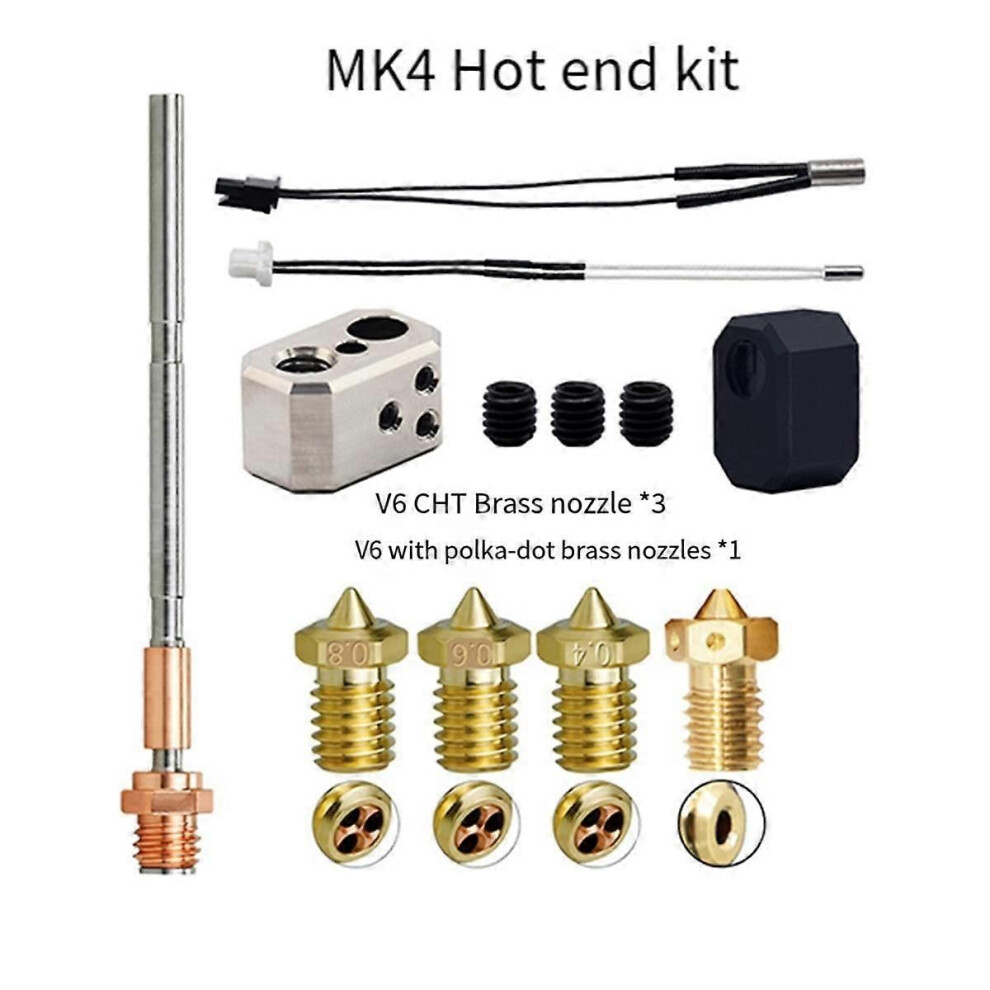 For Prusa I3 Mk4 Extruder Hotend+E3dv6 Brass Nozzle 0.4Mm+3Xcht Brass Nozzle 24V 40W Heating Rod Kit For Prusa I3 9152359542166