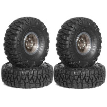 Metal Beadlock Wheel Tire Set for 1/18 1/24 RC Crawler Car Brown
