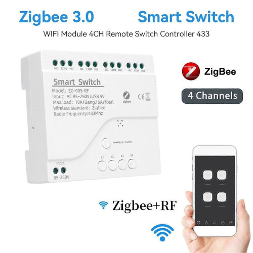Μονάδα Έξυπνου Διακόπτη Tuya ZigBee 4 Καναλιών RF433 Έξυπνος Οικι 2