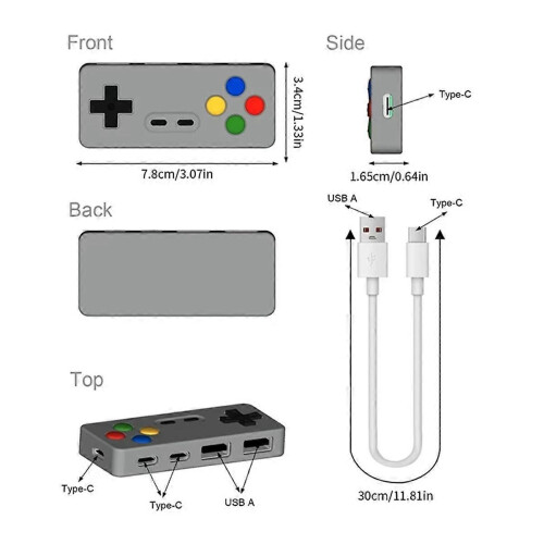 4in1 Gamepad Modelling HUB Χειριστήριο παιχνιδιών Υπολογιστής USB Type 1