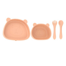 Set di 4 utensili per bambini, piatti e posate in silicone con ventosa, set di ciotole a forma di panda