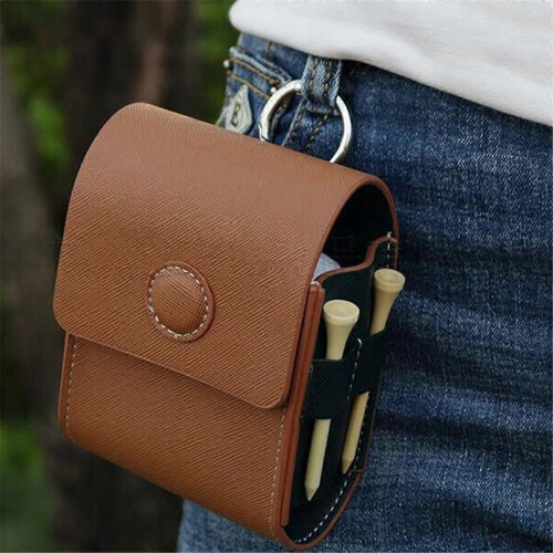Golf Ball Bag Rangefinder Instrument Shockproof PU Leather Case Brown 2