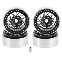 4Pcs 1.9" Aluminum Alloy Crawler Wheel Rims for Axial SCX10 90046 1/10 RC Crawler Black Silver
