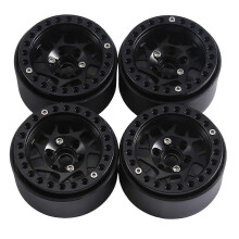 4PCS 1.9Inch Metal Beadlock Wheel Hub Rim for 1/10 RC Crawler Car TRX4 Axial SCX10 RedCat Gen8,Blac